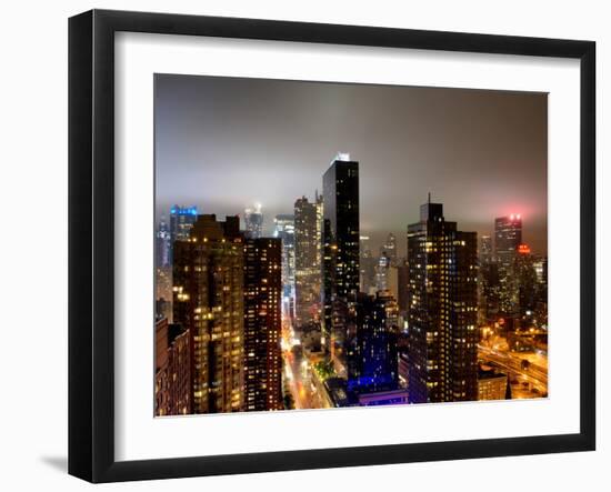 Landscape by Night, Misty View, Times Square, Manhattan, New York, United States-Philippe Hugonnard-Framed Premium Photographic Print