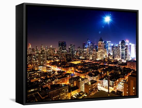 Landscape by Night of Manhattan-Philippe Hugonnard-Framed Stretched Canvas