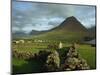 Landscape Containing Dry Stone Walls and a Small Settlement, Faroe Islands, Denmark, Europe-Woolfitt Adam-Mounted Photographic Print