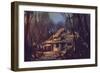 Landscape Digital Painting of Ruined House in the Forest-Tithi Luadthong-Framed Art Print