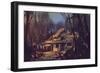 Landscape Digital Painting of Ruined House in the Forest-Tithi Luadthong-Framed Art Print