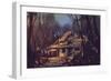 Landscape Digital Painting of Ruined House in the Forest-Tithi Luadthong-Framed Art Print