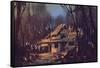 Landscape Digital Painting of Ruined House in the Forest-Tithi Luadthong-Framed Stretched Canvas