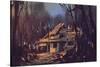 Landscape Digital Painting of Ruined House in the Forest-Tithi Luadthong-Stretched Canvas