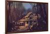 Landscape Digital Painting of Ruined House in the Forest-Tithi Luadthong-Framed Art Print