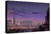 Landscape Digital Painting of Sci-Fi City,Illustration Art-Tithi Luadthong-Stretched Canvas
