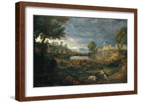 Landscape During a Thunderstorm with Pyramus and Thisbe-Nicolas Poussin-Framed Giclee Print