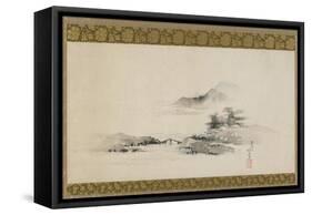 Landscape, Edo Period, C.1801-02 (Ink and Colour on Paper Mounted as Hanging Scroll)-Katsushika Hokusai-Framed Stretched Canvas