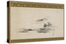 Landscape, Edo Period, C.1801-02 (Ink and Colour on Paper Mounted as Hanging Scroll)-Katsushika Hokusai-Stretched Canvas