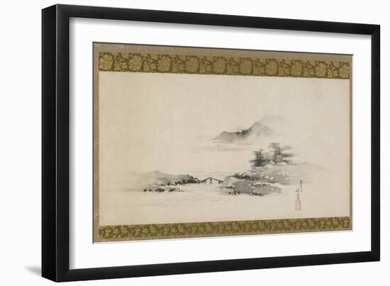 Landscape, Edo Period, C.1801-02 (Ink and Colour on Paper Mounted as Hanging Scroll)-Katsushika Hokusai-Framed Giclee Print