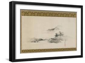 Landscape, Edo Period, C.1801-02 (Ink and Colour on Paper Mounted as Hanging Scroll)-Katsushika Hokusai-Framed Giclee Print