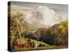 Landscape, Figures and Cattle-Samuel Palmer-Stretched Canvas