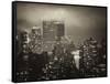 Landscape Foggy Night in Manhattan with the New Yorker Hotel View-Philippe Hugonnard-Framed Stretched Canvas