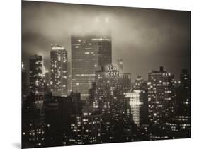 Landscape Foggy Night in Manhattan with the New Yorker Hotel View-Philippe Hugonnard-Mounted Photographic Print