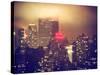 Landscape Foggy Night in Manhattan with the New Yorker Hotel View-Philippe Hugonnard-Stretched Canvas