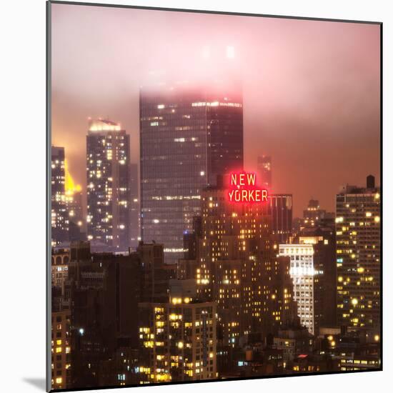 Landscape Foggy Night in Manhattan with the New Yorker Hotel View-Philippe Hugonnard-Mounted Photographic Print