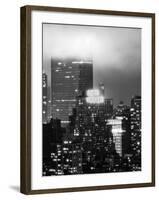 Landscape Foggy Night in Manhattan with the New Yorker Hotel View-Philippe Hugonnard-Framed Photographic Print