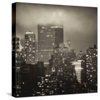 Landscape Foggy Night in Manhattan with the New Yorker Hotel View-Philippe Hugonnard-Stretched Canvas