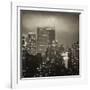 Landscape Foggy Night in Manhattan with the New Yorker Hotel View-Philippe Hugonnard-Framed Photographic Print