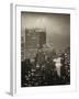 Landscape Foggy Night in Manhattan with the New Yorker Hotel View-Philippe Hugonnard-Framed Photographic Print