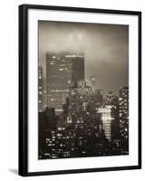 Landscape Foggy Night in Manhattan with the New Yorker Hotel View-Philippe Hugonnard-Framed Photographic Print