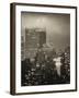 Landscape Foggy Night in Manhattan with the New Yorker Hotel View-Philippe Hugonnard-Framed Photographic Print