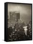 Landscape Foggy Night in Manhattan with the New Yorker Hotel View-Philippe Hugonnard-Framed Stretched Canvas
