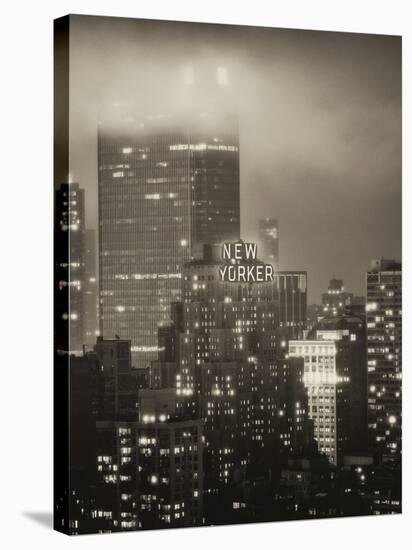 Landscape Foggy Night in Manhattan with the New Yorker Hotel View-Philippe Hugonnard-Stretched Canvas