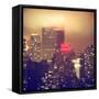 Landscape Foggy Night in Manhattan with the New Yorker Hotel View-Philippe Hugonnard-Framed Stretched Canvas