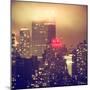 Landscape Foggy Night in Manhattan with the New Yorker Hotel View-Philippe Hugonnard-Mounted Photographic Print