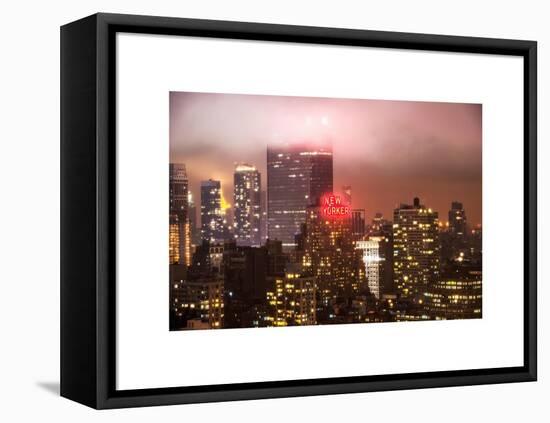 Landscape Foggy Night in Manhattan with the New Yorker Hotel View-Philippe Hugonnard-Framed Stretched Canvas