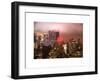 Landscape Foggy Night in Manhattan with the New Yorker Hotel View-Philippe Hugonnard-Framed Art Print