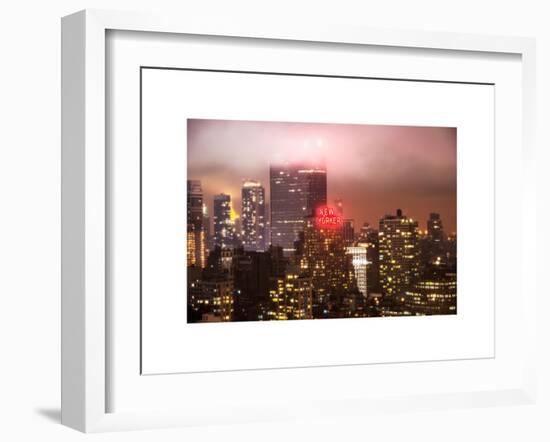 Landscape Foggy Night in Manhattan with the New Yorker Hotel View-Philippe Hugonnard-Framed Art Print