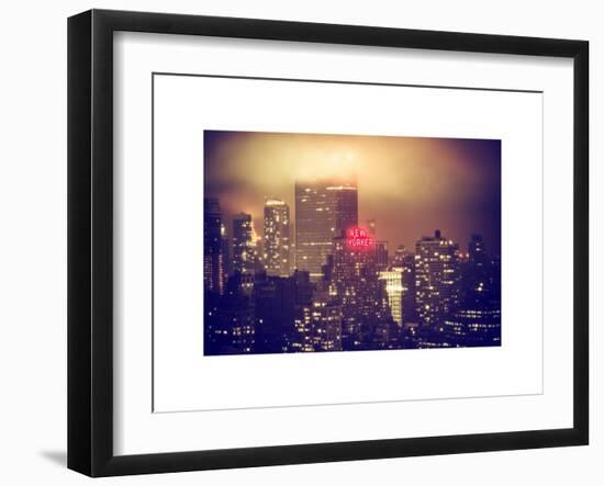 Landscape Foggy Night in Manhattan with the New Yorker Hotel View-Philippe Hugonnard-Framed Art Print