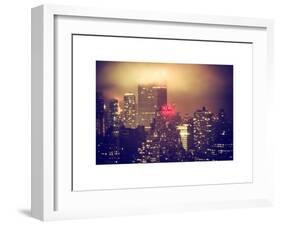 Landscape Foggy Night in Manhattan with the New Yorker Hotel View-Philippe Hugonnard-Framed Art Print