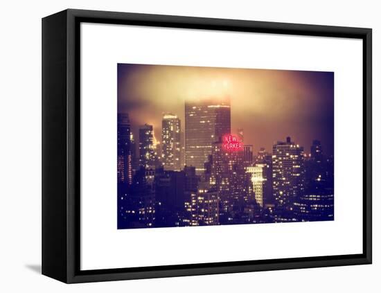 Landscape Foggy Night in Manhattan with the New Yorker Hotel View-Philippe Hugonnard-Framed Stretched Canvas