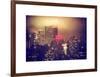 Landscape Foggy Night in Manhattan with the New Yorker Hotel View-Philippe Hugonnard-Framed Art Print