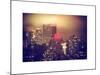 Landscape Foggy Night in Manhattan with the New Yorker Hotel View-Philippe Hugonnard-Mounted Art Print