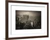 Landscape Foggy Night in Manhattan with the New Yorker Hotel View-Philippe Hugonnard-Framed Art Print