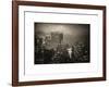 Landscape Foggy Night in Manhattan with the New Yorker Hotel View-Philippe Hugonnard-Framed Art Print