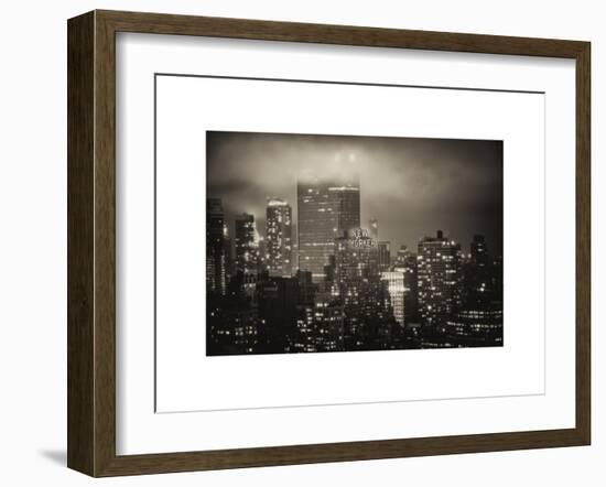 Landscape Foggy Night in Manhattan with the New Yorker Hotel View-Philippe Hugonnard-Framed Art Print