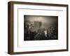 Landscape Foggy Night in Manhattan with the New Yorker Hotel View-Philippe Hugonnard-Framed Art Print