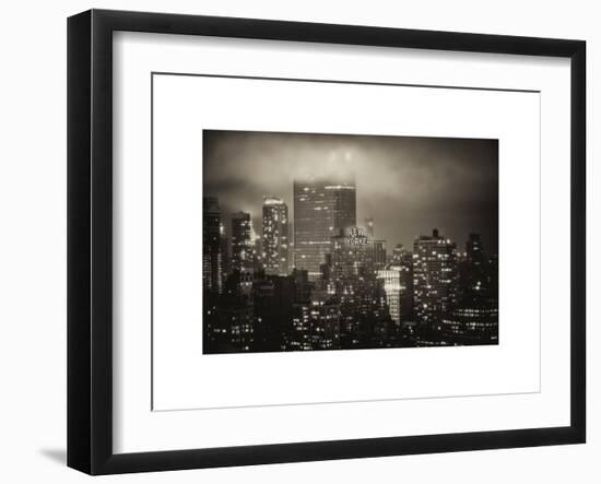 Landscape Foggy Night in Manhattan with the New Yorker Hotel View-Philippe Hugonnard-Framed Art Print