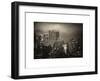 Landscape Foggy Night in Manhattan with the New Yorker Hotel View-Philippe Hugonnard-Framed Art Print