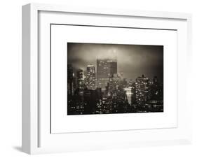 Landscape Foggy Night in Manhattan with the New Yorker Hotel View-Philippe Hugonnard-Framed Art Print