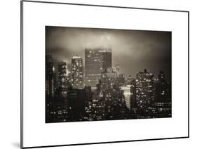 Landscape Foggy Night in Manhattan with the New Yorker Hotel View-Philippe Hugonnard-Mounted Art Print