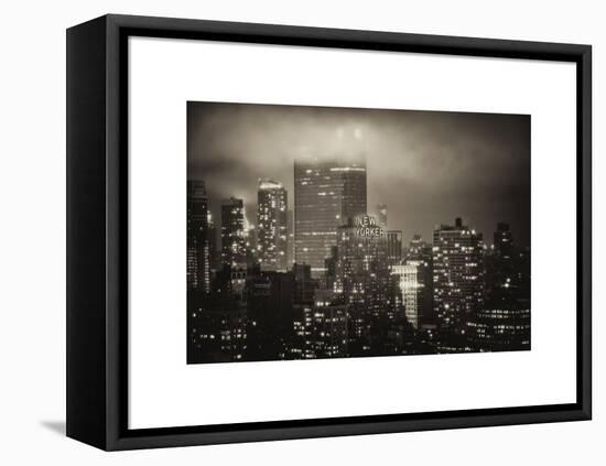 Landscape Foggy Night in Manhattan with the New Yorker Hotel View-Philippe Hugonnard-Framed Stretched Canvas