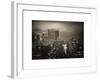 Landscape Foggy Night in Manhattan with the New Yorker Hotel View-Philippe Hugonnard-Framed Art Print