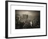 Landscape Foggy Night in Manhattan with the New Yorker Hotel View-Philippe Hugonnard-Framed Art Print