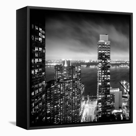 Landscape Foggy Night in Manhattan-Philippe Hugonnard-Framed Stretched Canvas